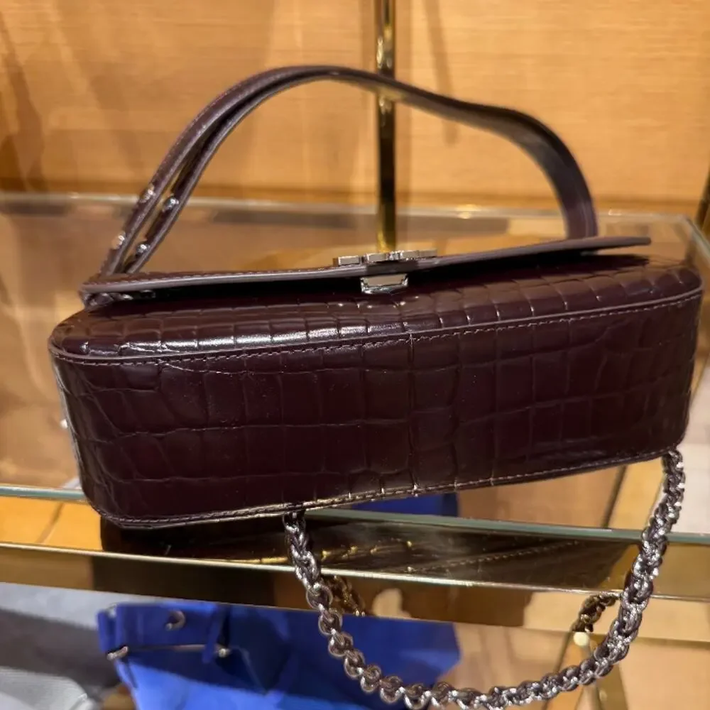 New‼️Tory Burch Britten Shiny Embossed Convertible Crossbody 182419 $645